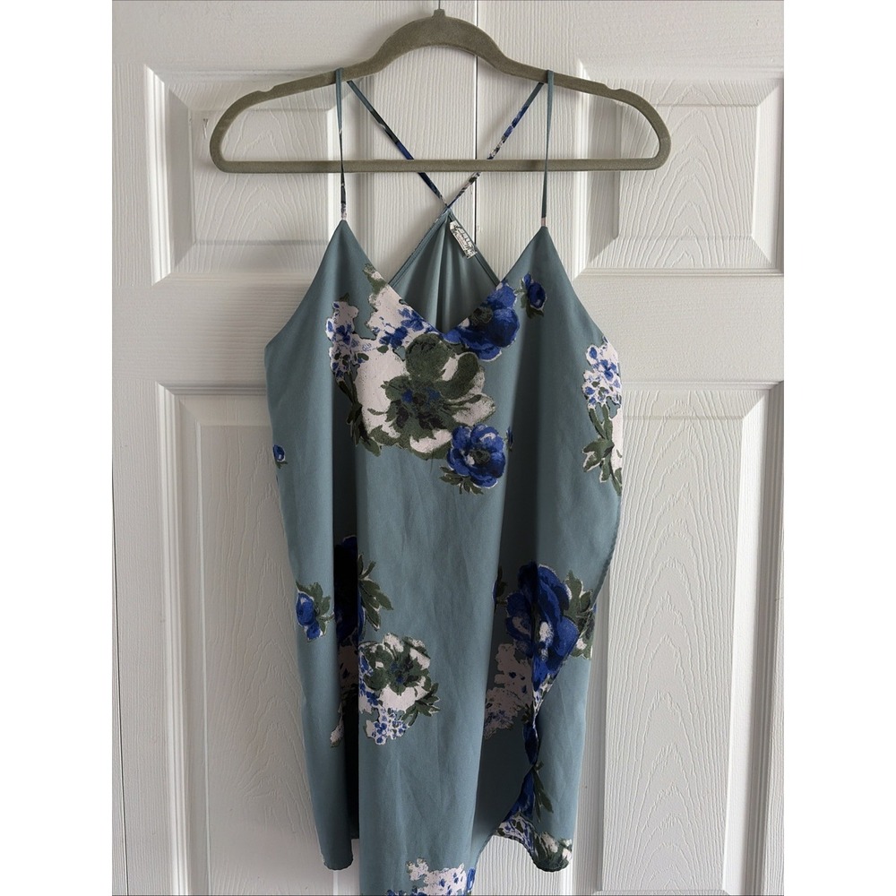 Free People Intimately Floral Cami Womens XS Blue Boho Strappy Tank Top Size XS
